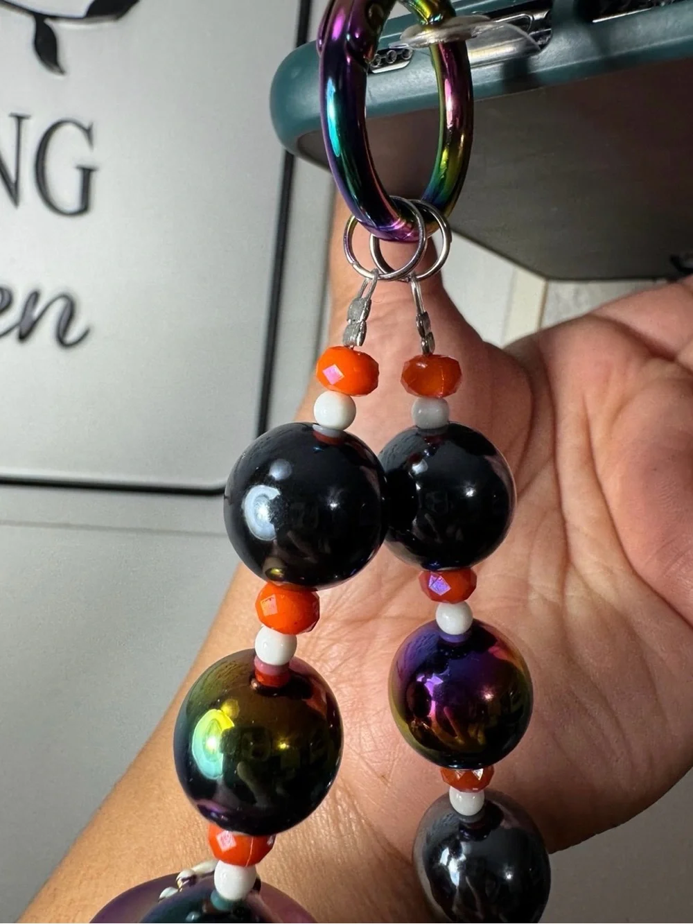 Halloween Pumpkin Pirate Charm Rainbow Chrome Phone/Key/Bag Chain #P546